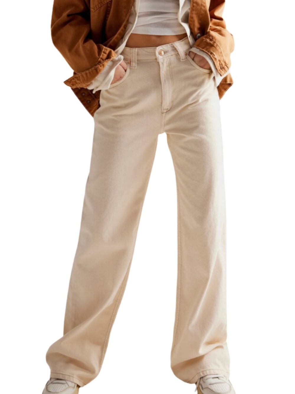We The Free Tinsley Baggy High Rise Jeans in Ecru